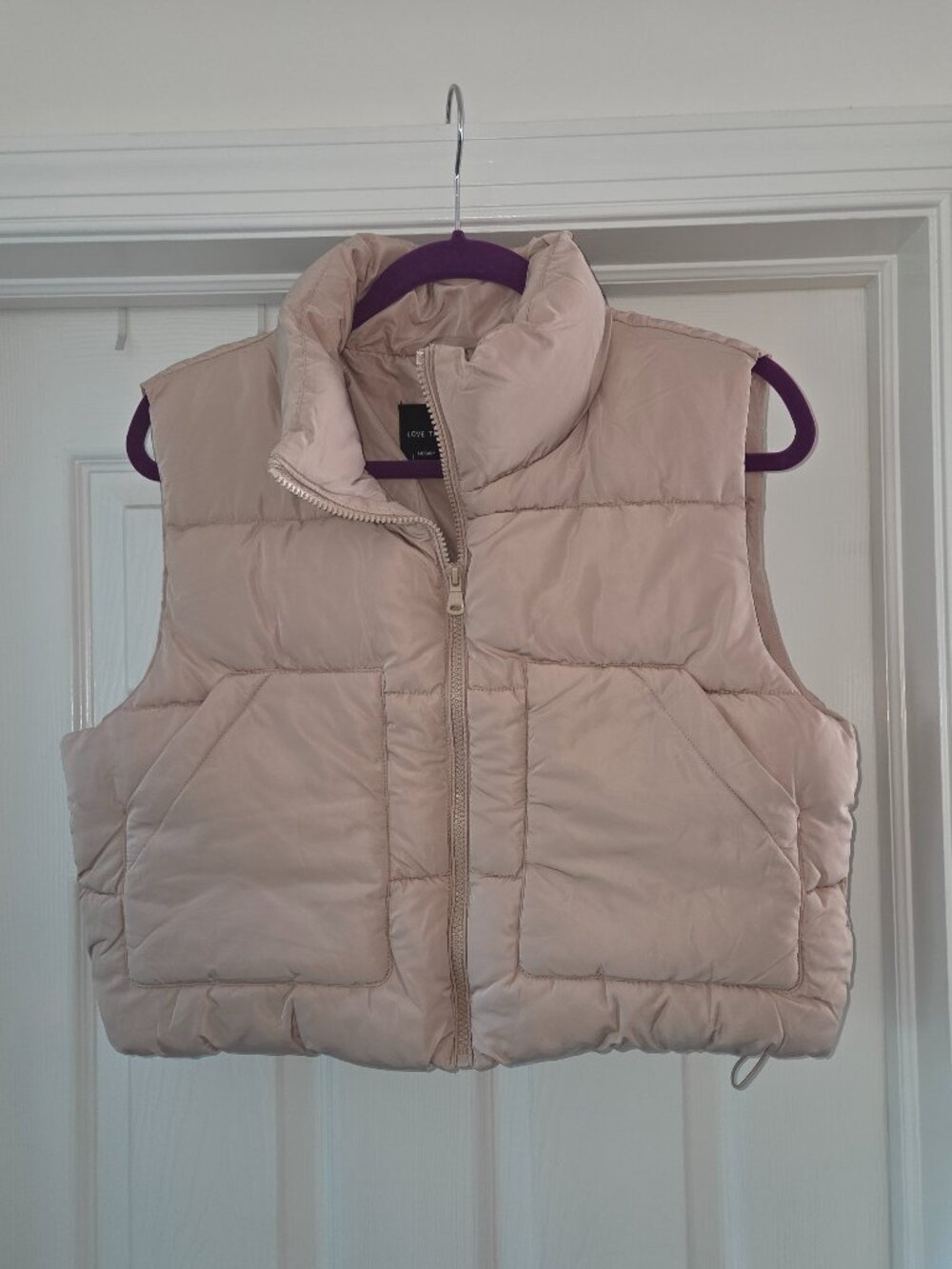 Love Tree Cropped Zip-Up Puffer Vest